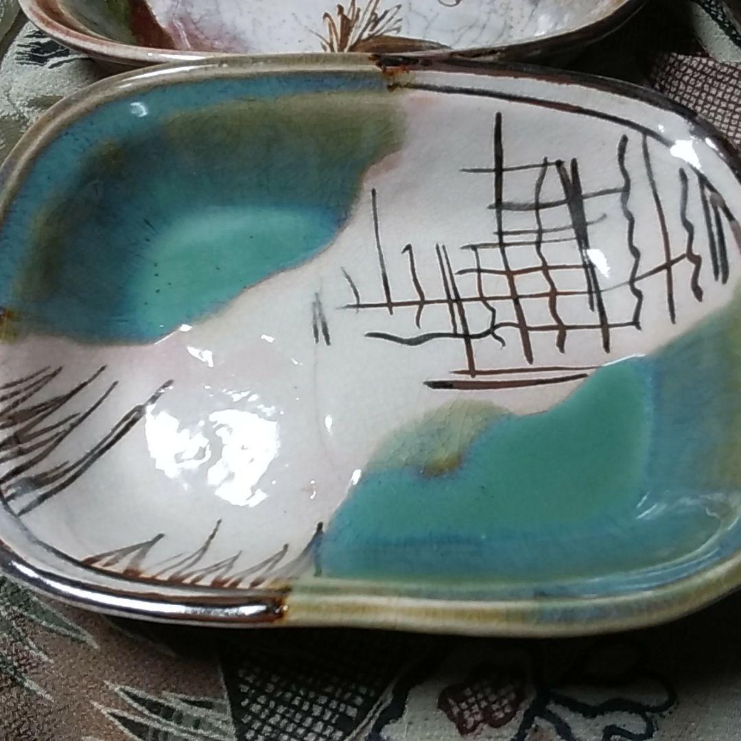 レトロ　手描き　角鉢　５客