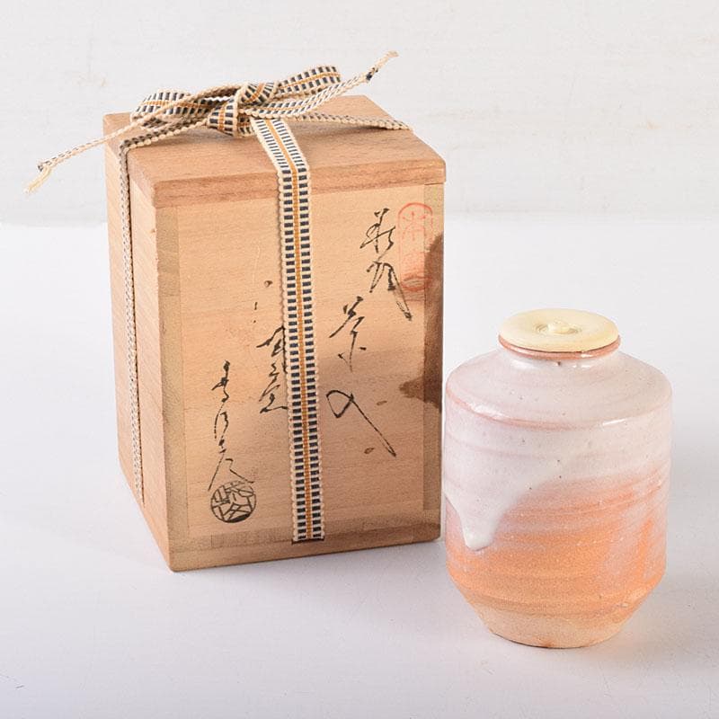 茶道具　萩焼　江月窯　肩衝茶入　在銘　共箱　V　6896