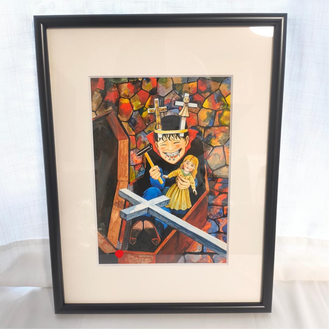 伊藤潤二 直筆サイン入り複製原画 版画 マニアック 双一 シリアルナンバー入り