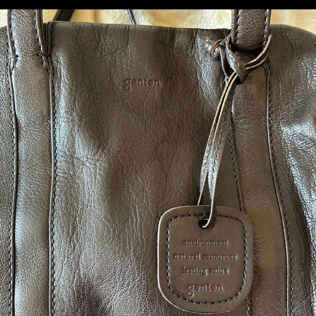 genten ゴートベーシック 2WAYボストンバッグ ダークブラウン