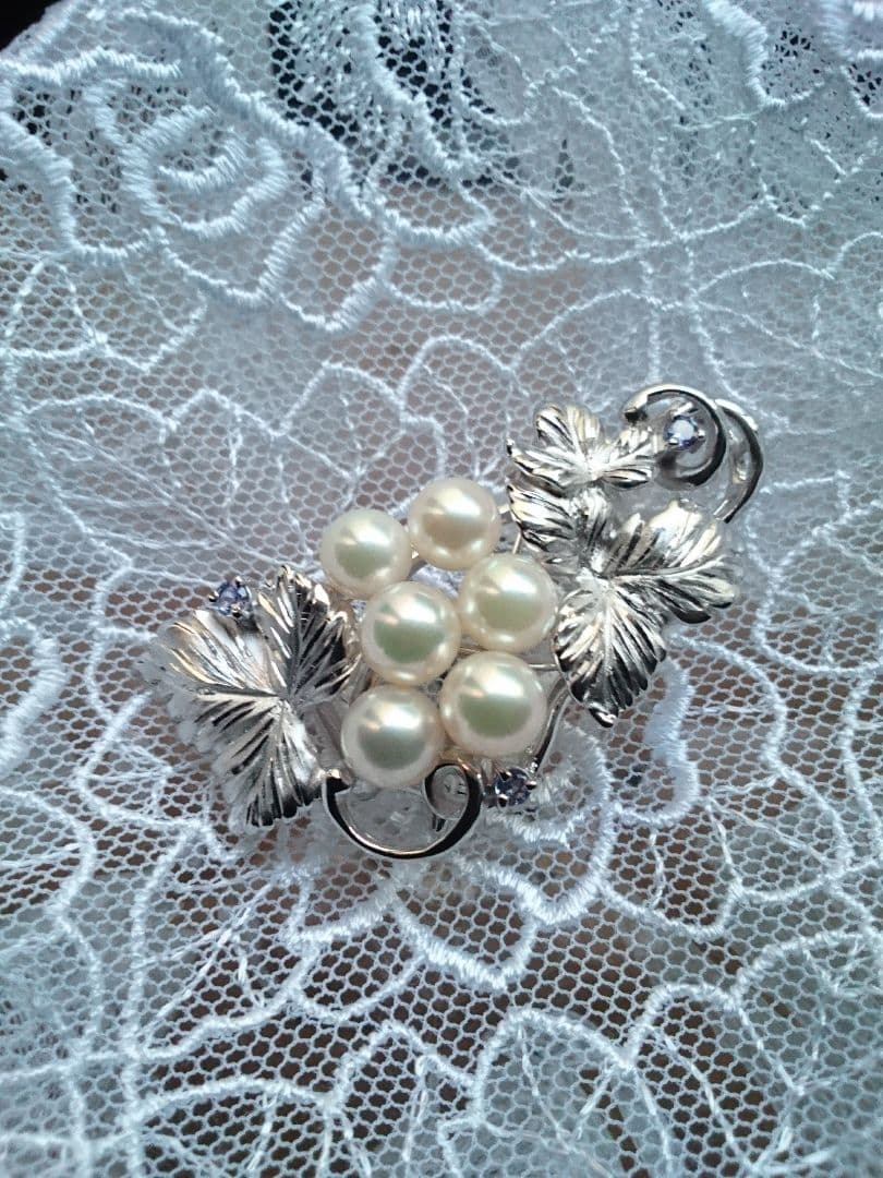 本真珠 アコヤ真珠 ブローチ 帯留め パール silver　Alicia様