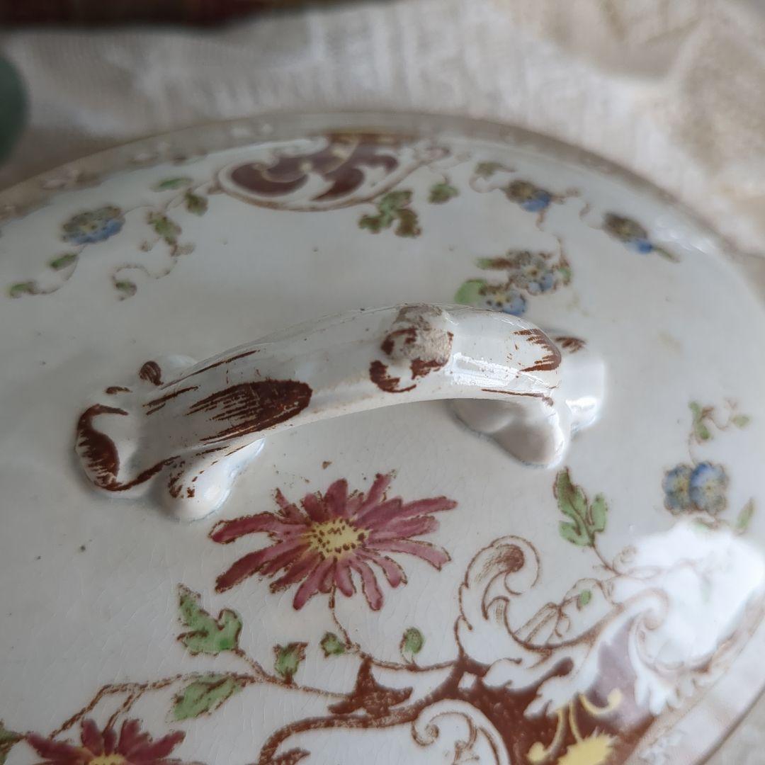 クレイユモントロー alexandra蓋付きソーシエール フランス アンティーク