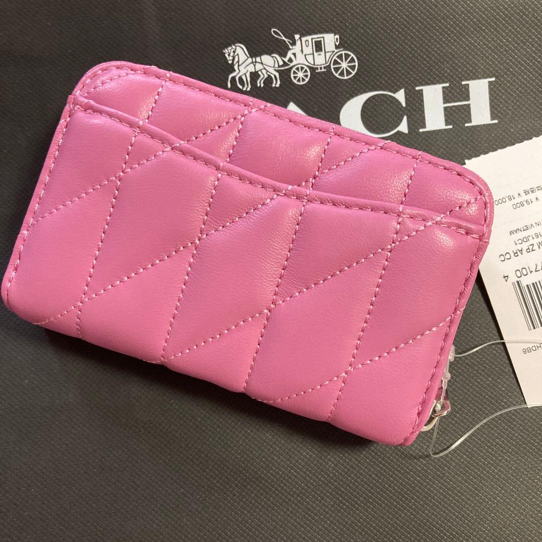 coach コーチ　正規品　キルティング　ケース　ピンク　財布　カード