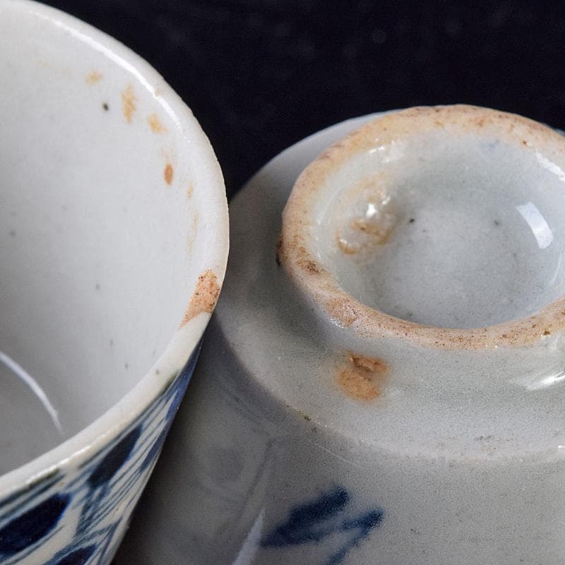 中国　青花山水文　粉彩花文など　盃　12客まとめて　M　R8128