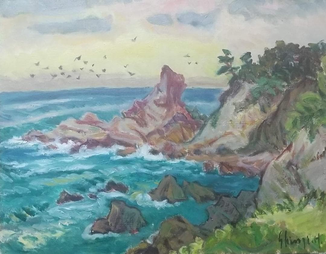 P10「鳥渡る」 油絵 絵画