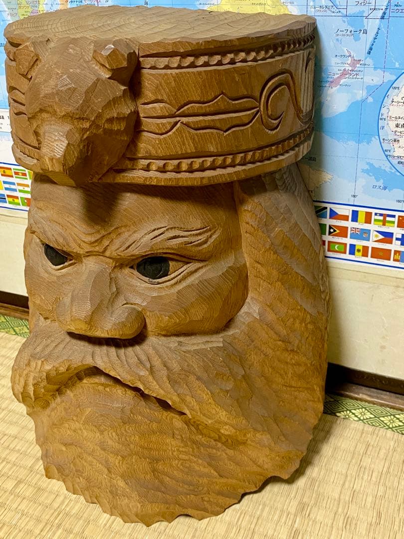 名工 【加藤貞光】作 加藤刀　木彫 北海道 熊 置物 アイヌ　高さ40cm レア