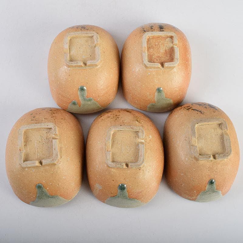 茶道具　須田祥豊造　信楽写　花橘茶碗　五客　共布共箱　V　R9366B