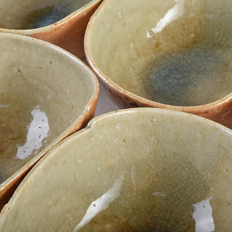 茶道具　須田祥豊造　信楽写　花橘茶碗　五客　共布共箱　V　R9366B