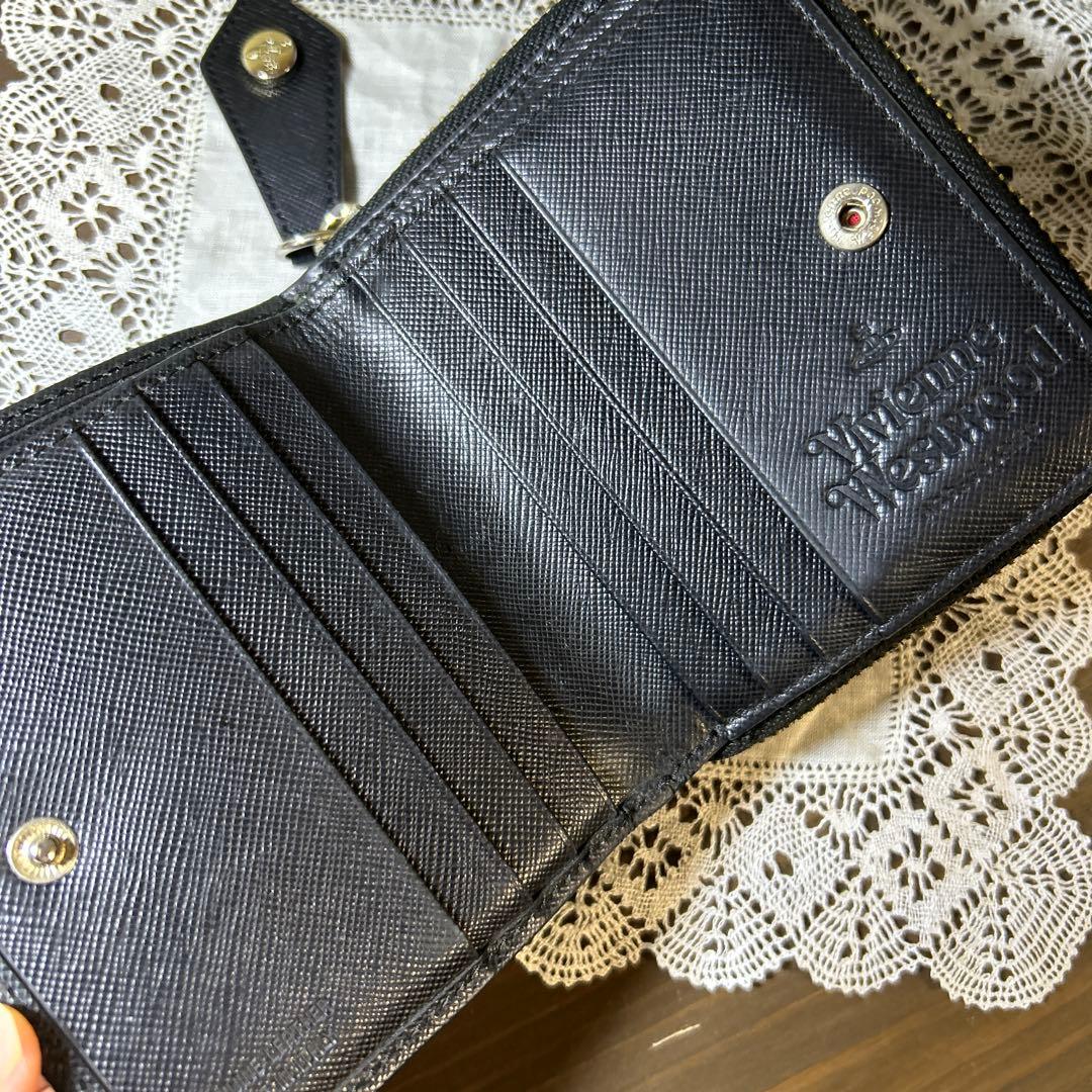 ヴィヴィアンウエストウッド オーブ 二つ折り ラウンドファスナー 財布 ブラック