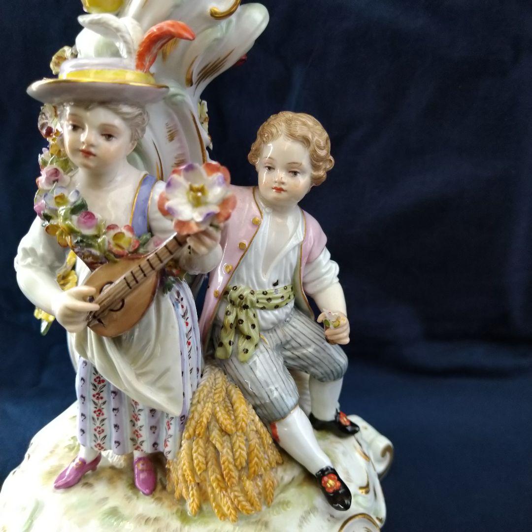 ✤1924年以前マイセン(Meissen)のキャンドルスタンド✤『春夏の寓意』✤