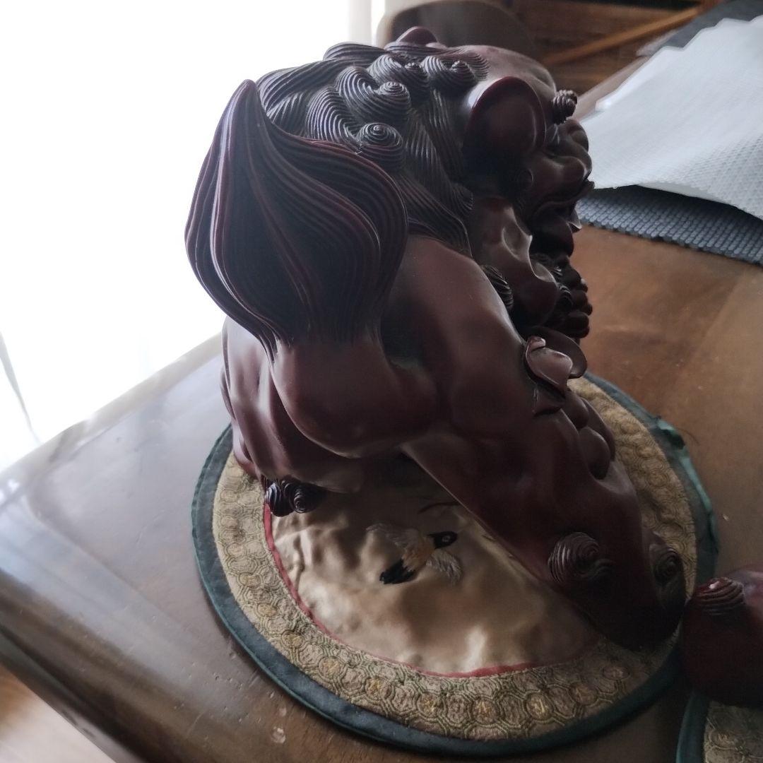 レトロ沖縄　シーサー置物　二体セットと鳥柄シート