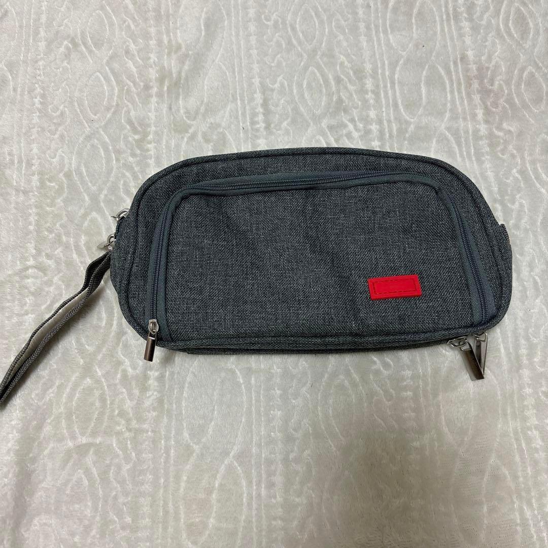 【グレー】ペンケース 文具バッグ 化粧ポーチ 収納ケース 多機能ケース 筆箱