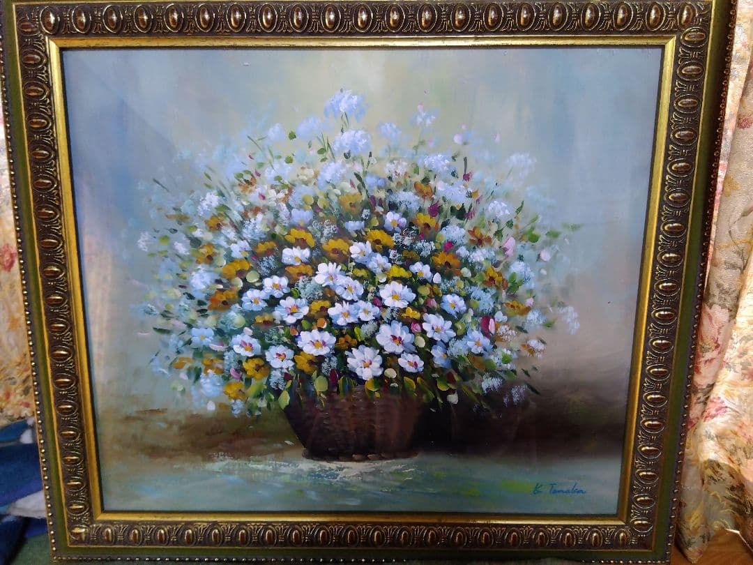 K. Tanaka マーガレット 花束 油彩画
