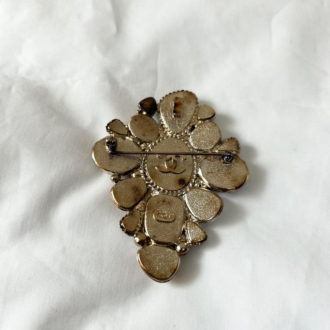 良品✨ CHANEL シャネル ヴィンテージ グリポア ブローチ カラーストーン