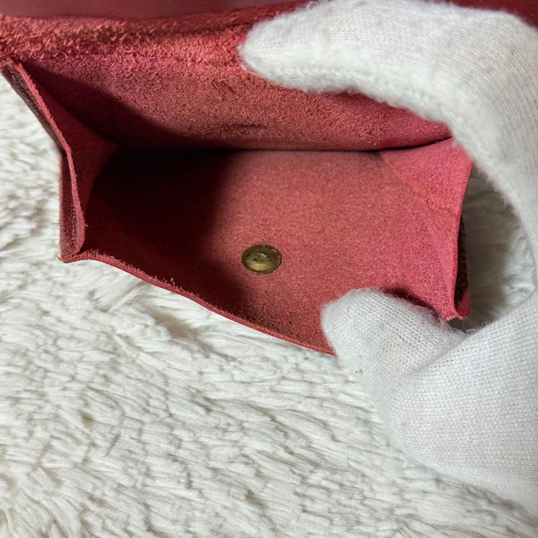 極美品✨IL BISONTE イルビゾンテ　レザー　二つ折り財布　レッド