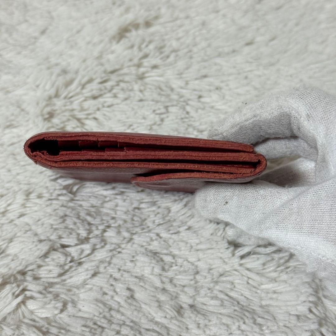 極美品✨IL BISONTE イルビゾンテ　レザー　二つ折り財布　レッド