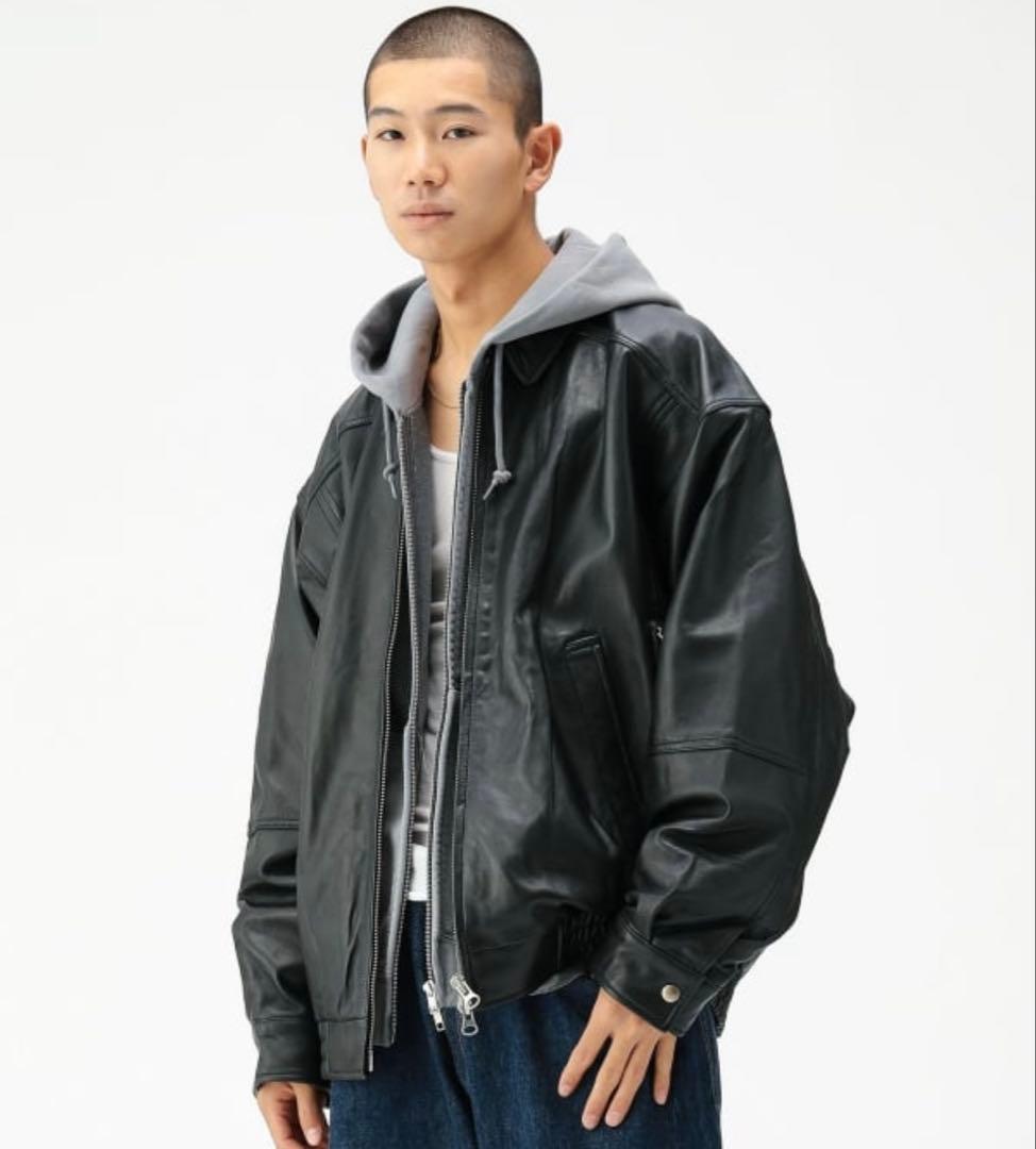 2025年 BEAMS ワイドフィット 4ポケット レザー ブルゾン S シープ