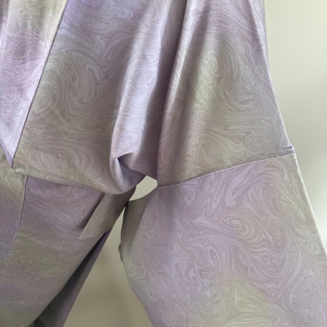 新品　淡い紫パープル　墨流し　訪問着　おしゃれ　モダン　トールサイズ　裄長　小紋