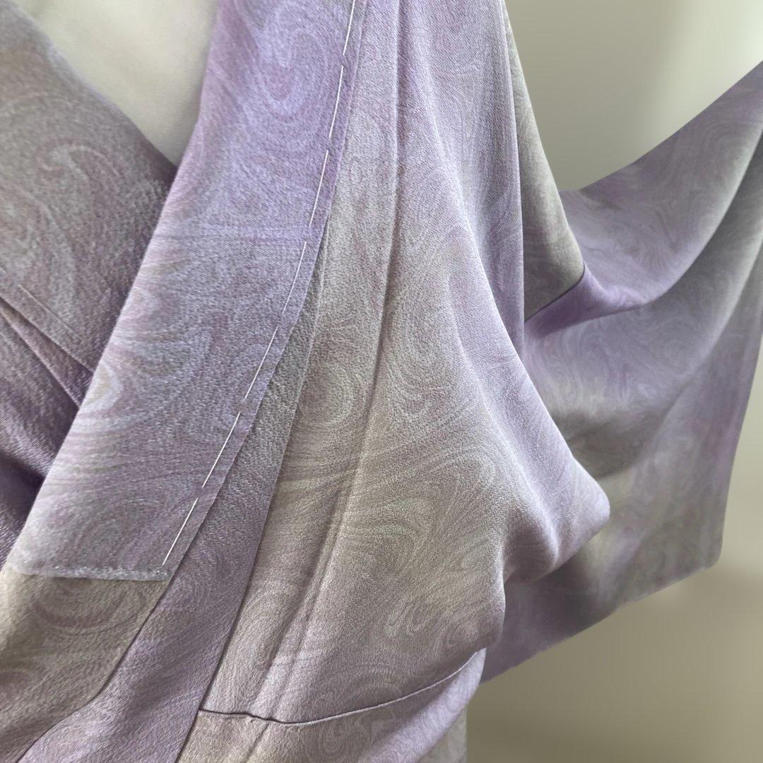 新品　淡い紫パープル　墨流し　訪問着　おしゃれ　モダン　トールサイズ　裄長　小紋