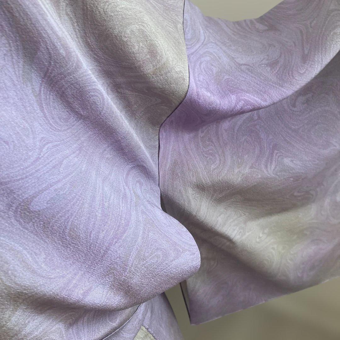 新品　淡い紫パープル　墨流し　訪問着　おしゃれ　モダン　トールサイズ　裄長　小紋