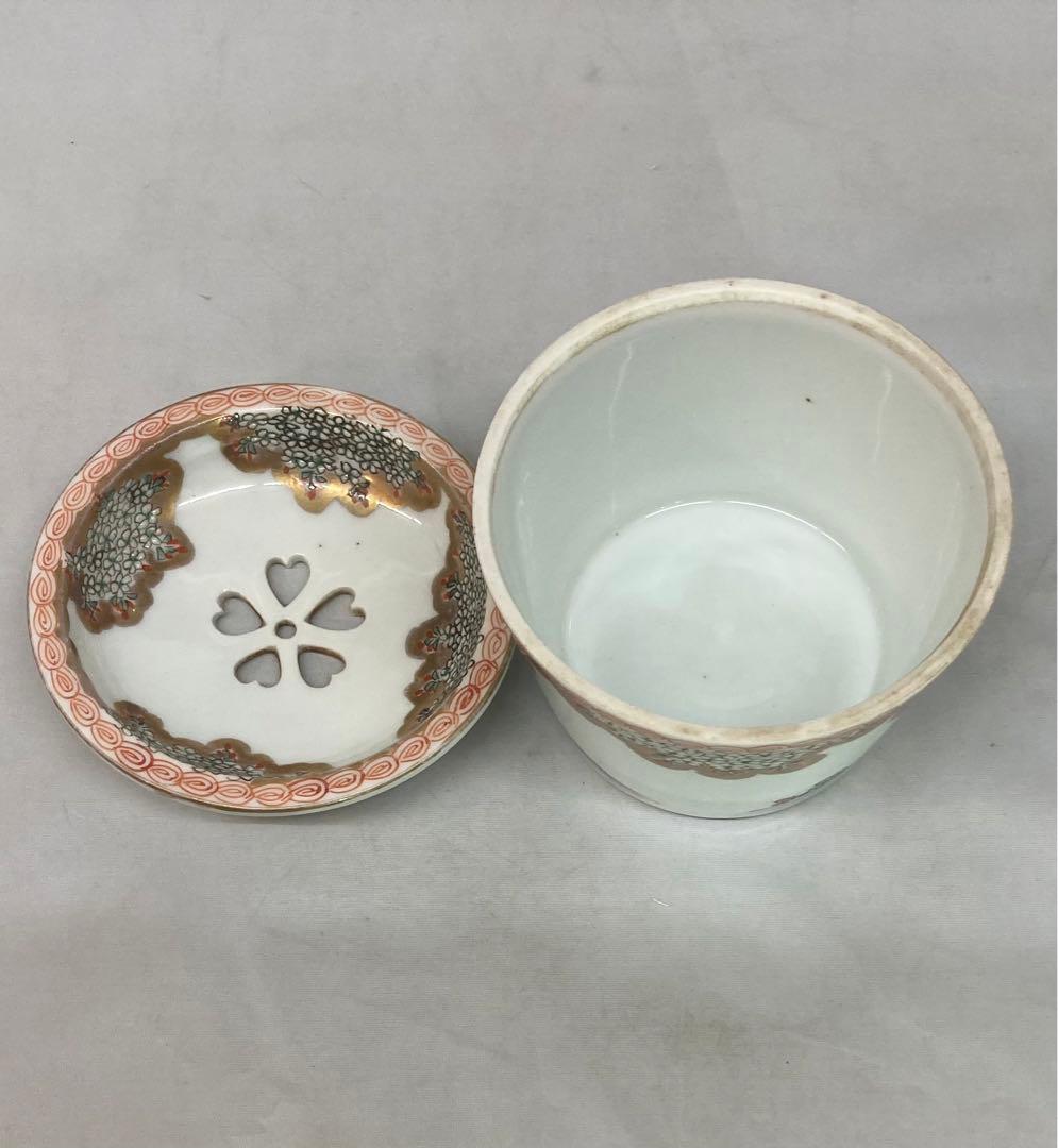 B127s 錦桜樹に馬図建水　有田焼　伊万里焼　茶こぼし　箱無し