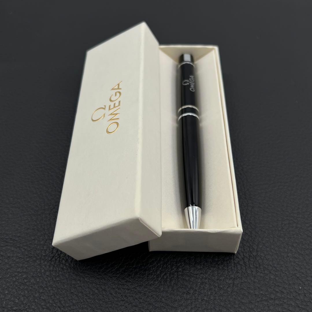 箱付 OMEGA オメガ ボールペン ブラック シルバー ロゴ