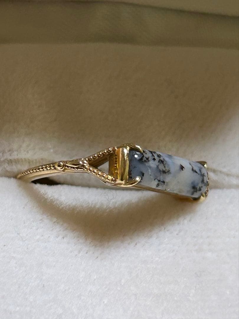 アガット　k10デンドライトオパールリング　 11号