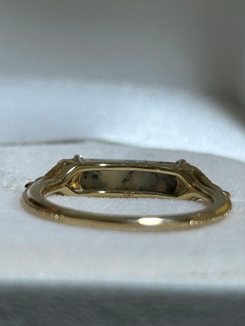 アガット　k10デンドライトオパールリング　 11号