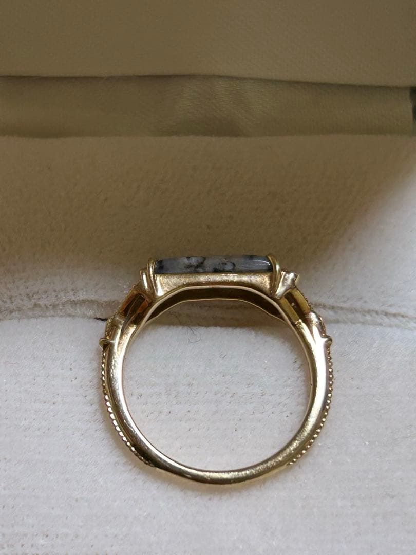 アガット　k10デンドライトオパールリング　 11号