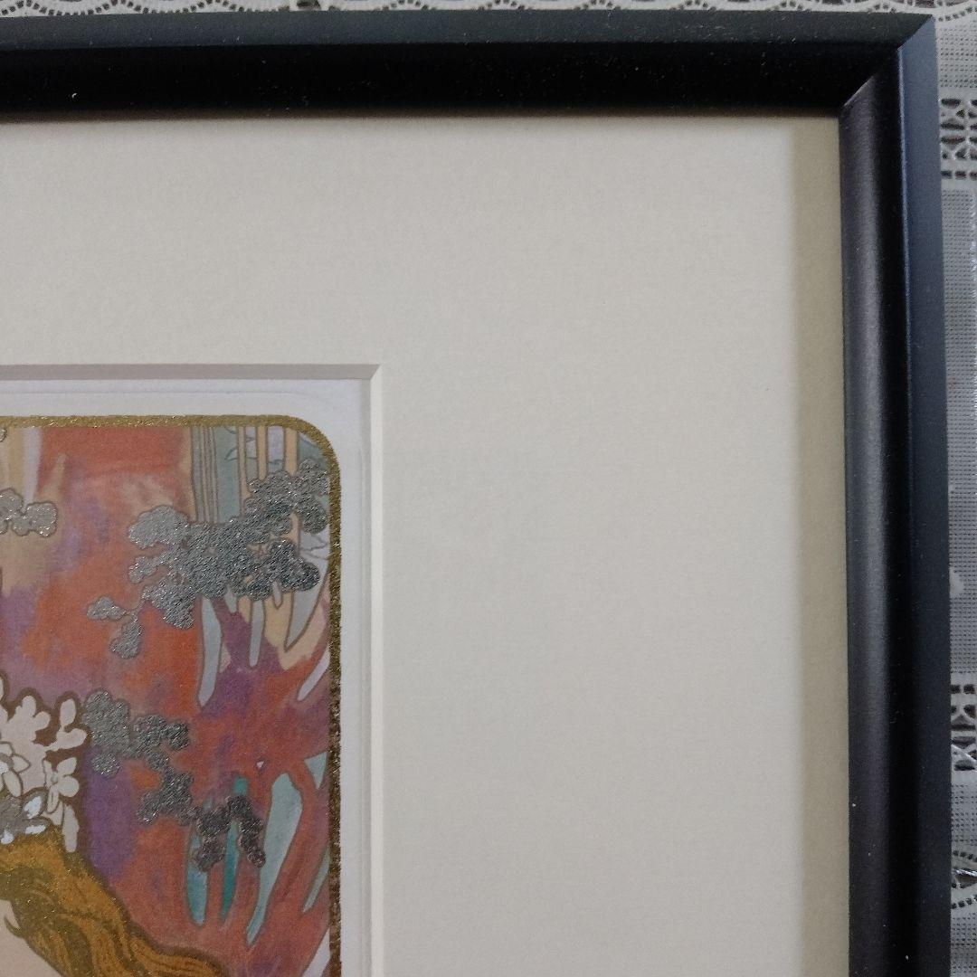 新品アルフォンス・ミュシャ　リトグラフ『四季シリーズ春』、エンボスマーク入、共箱