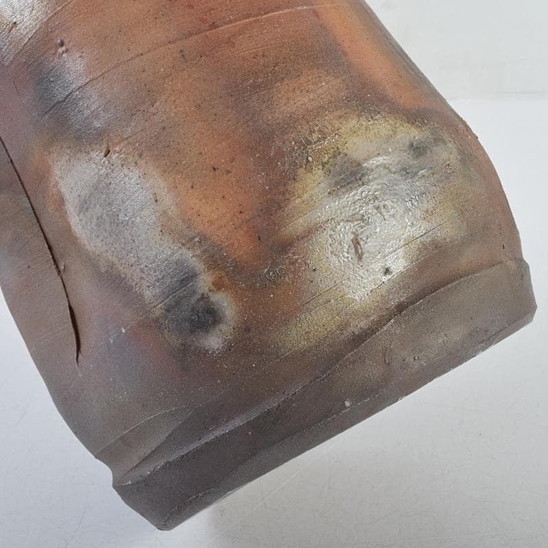 備前焼　金重窯　金重陶弘造　耳付花入　堀内宗完(兼中斎)極め箱　M　R9453