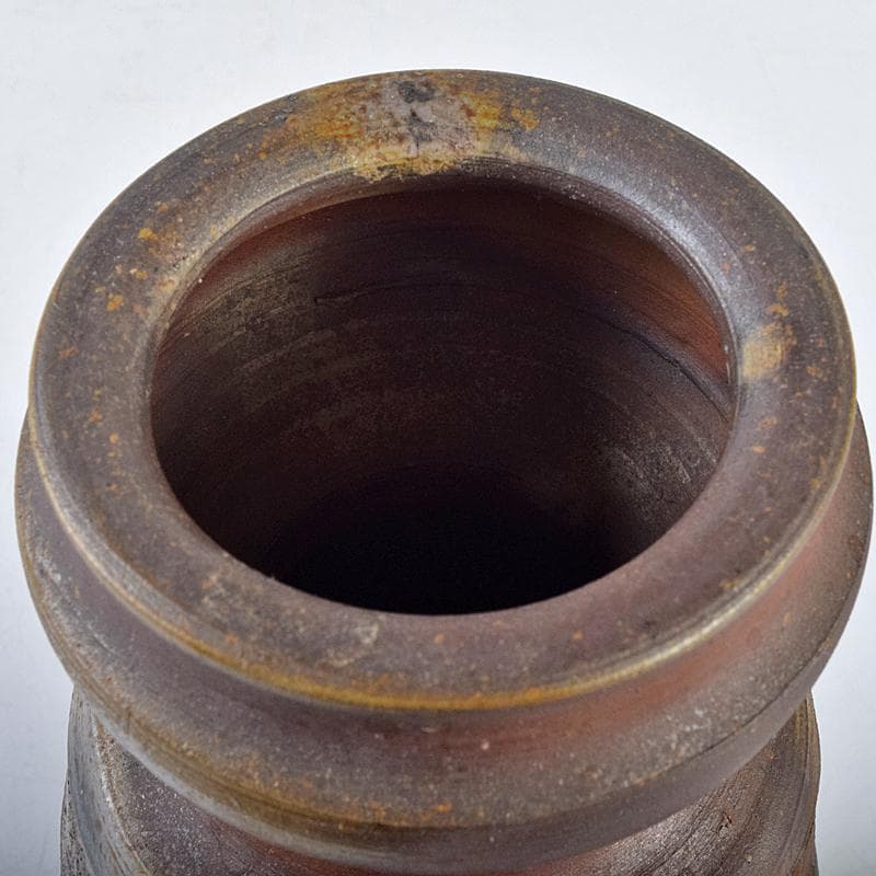 備前焼　金重窯　金重陶弘造　耳付花入　堀内宗完(兼中斎)極め箱　M　R9453