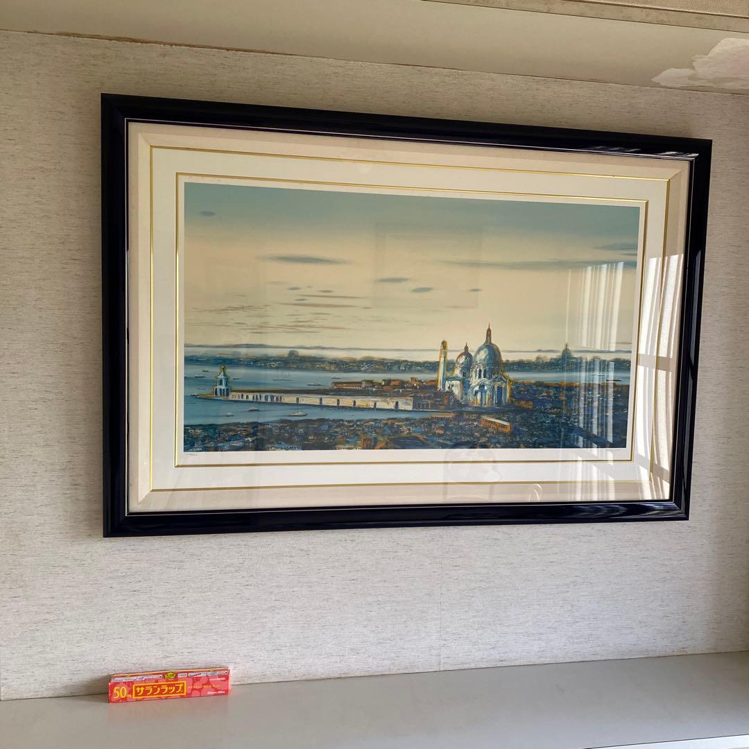 ベニスの思い出　ヒロヤマガタ　シルクスクリーン 風景画 大きめ 黒フレーム