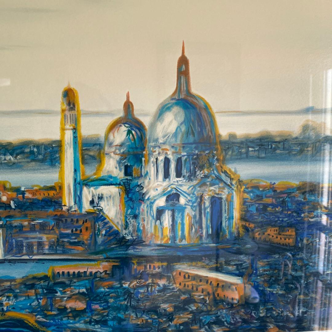 ベニスの思い出　ヒロヤマガタ　シルクスクリーン 風景画 大きめ 黒フレーム