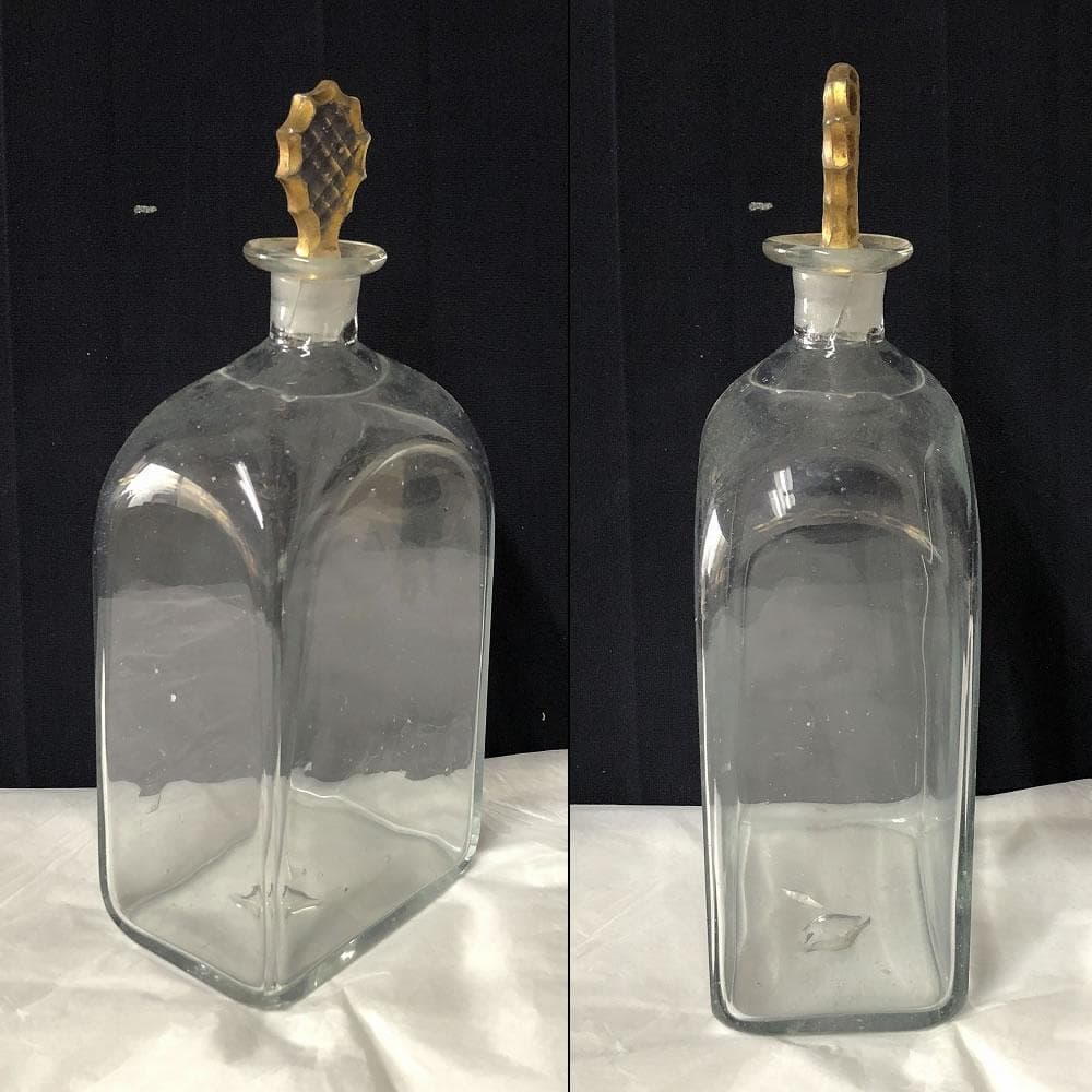 e1926 古ガラス ガラス瓶 金彩 ボトル (参考資料 白洲正子 貯蔵品)