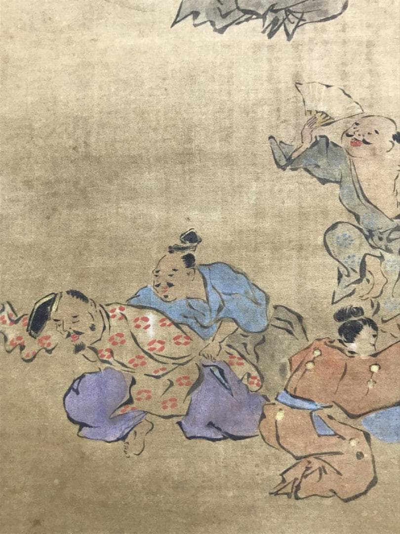 【真作】大石真虎/人物宴会席図/掛軸/名家伝来/AC-685