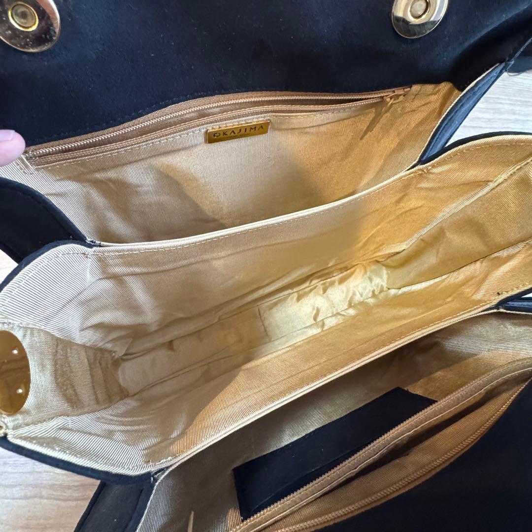 未使用品　利休バッグ　訪問着　帯地　和装バック　着物　岡重　OKAJIMA 黒