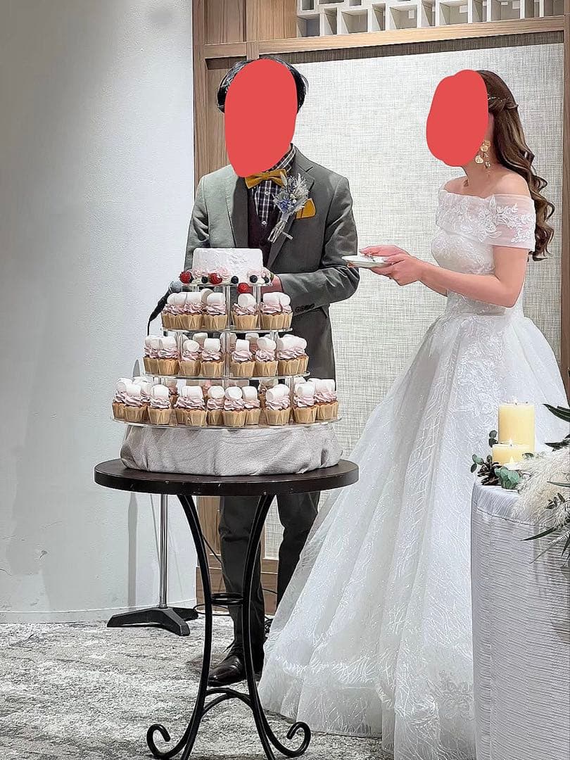 【限定セール】　ウェディングドレス　2way オフショルダー　ビスチェ　パニエ付