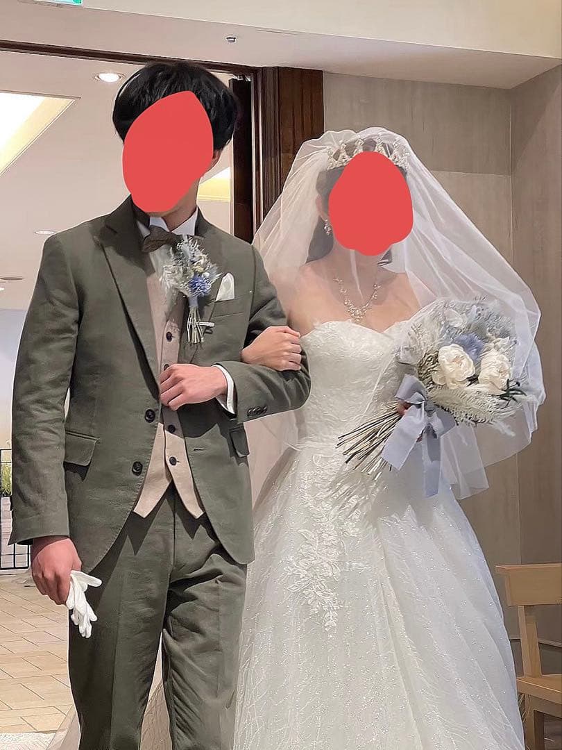 【限定セール】　ウェディングドレス　2way オフショルダー　ビスチェ　パニエ付