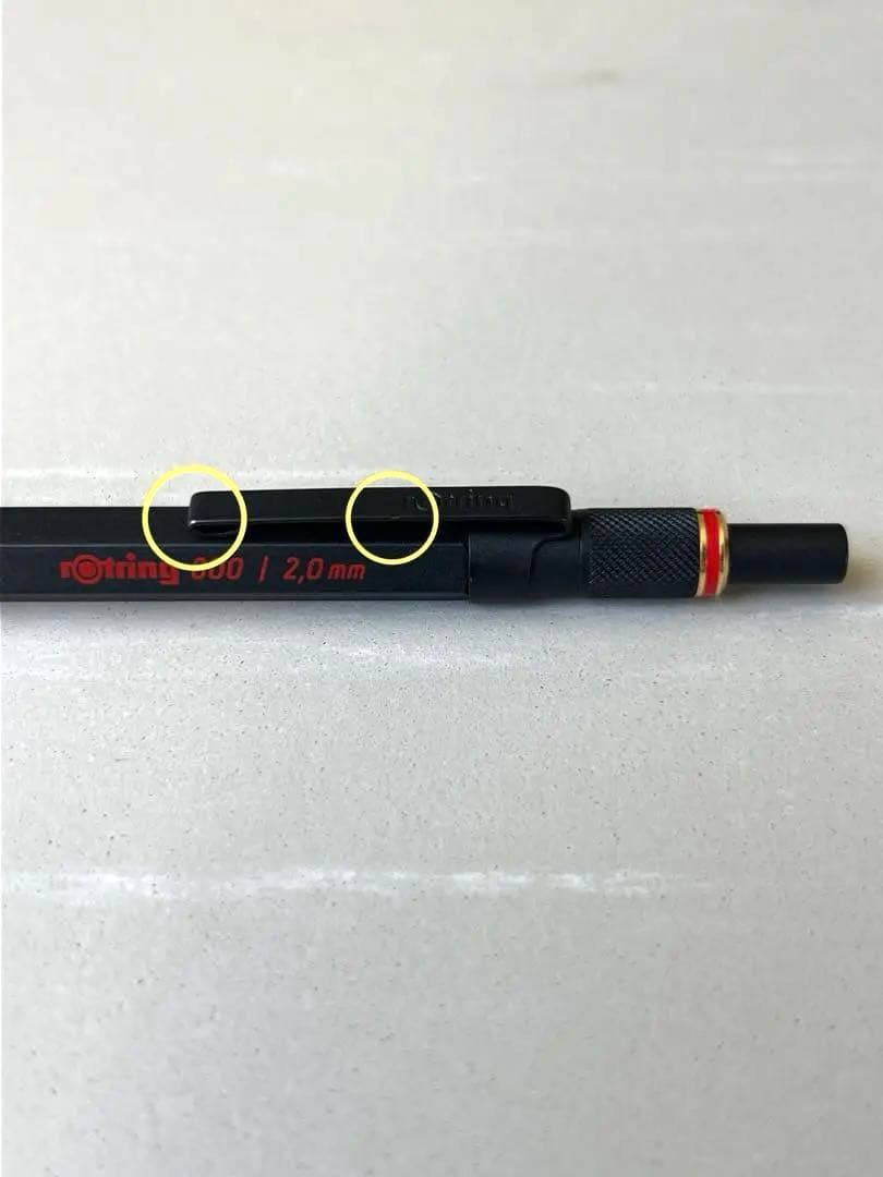 〈廃番品〉rotring 800 芯ホルダー2.0mm クラッチノック式 黒+芯