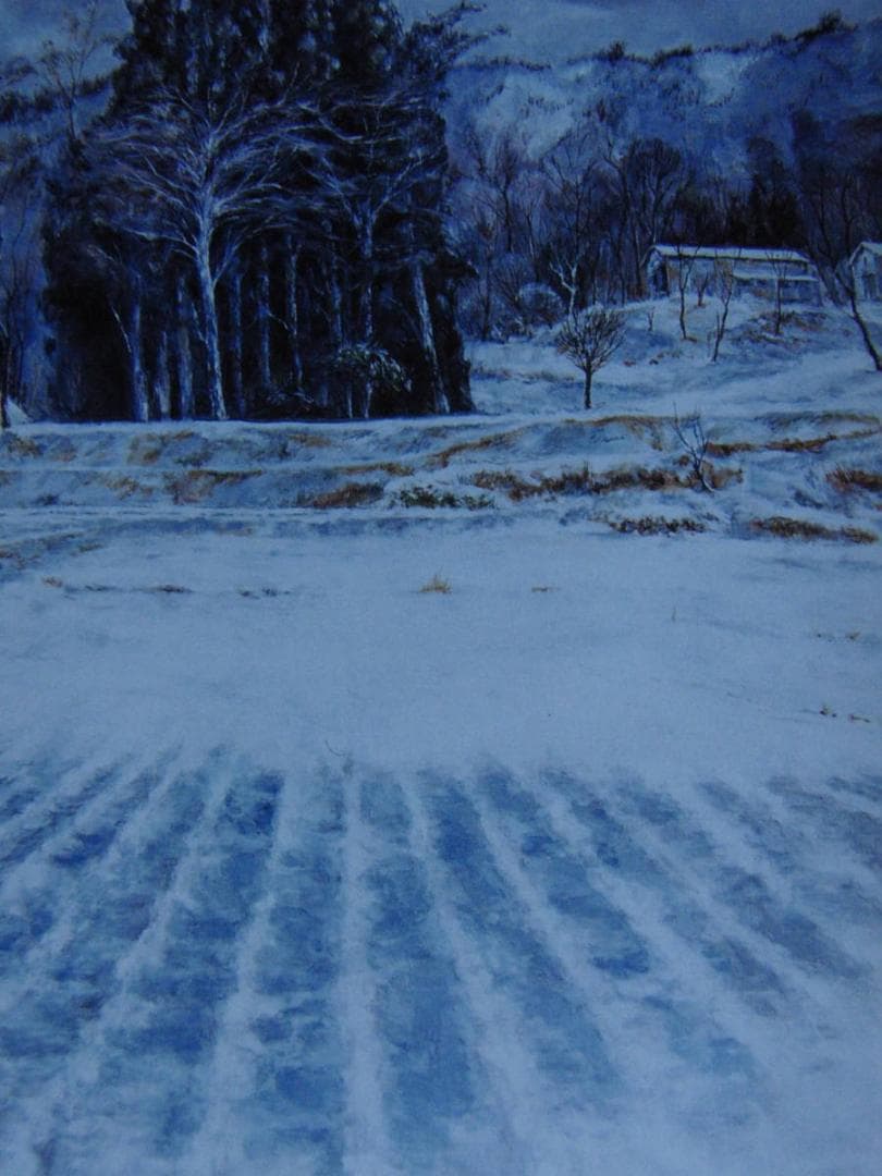 片野四郎、【冬ざれ】、希少な額装用画集より、新品額装付、状態良好