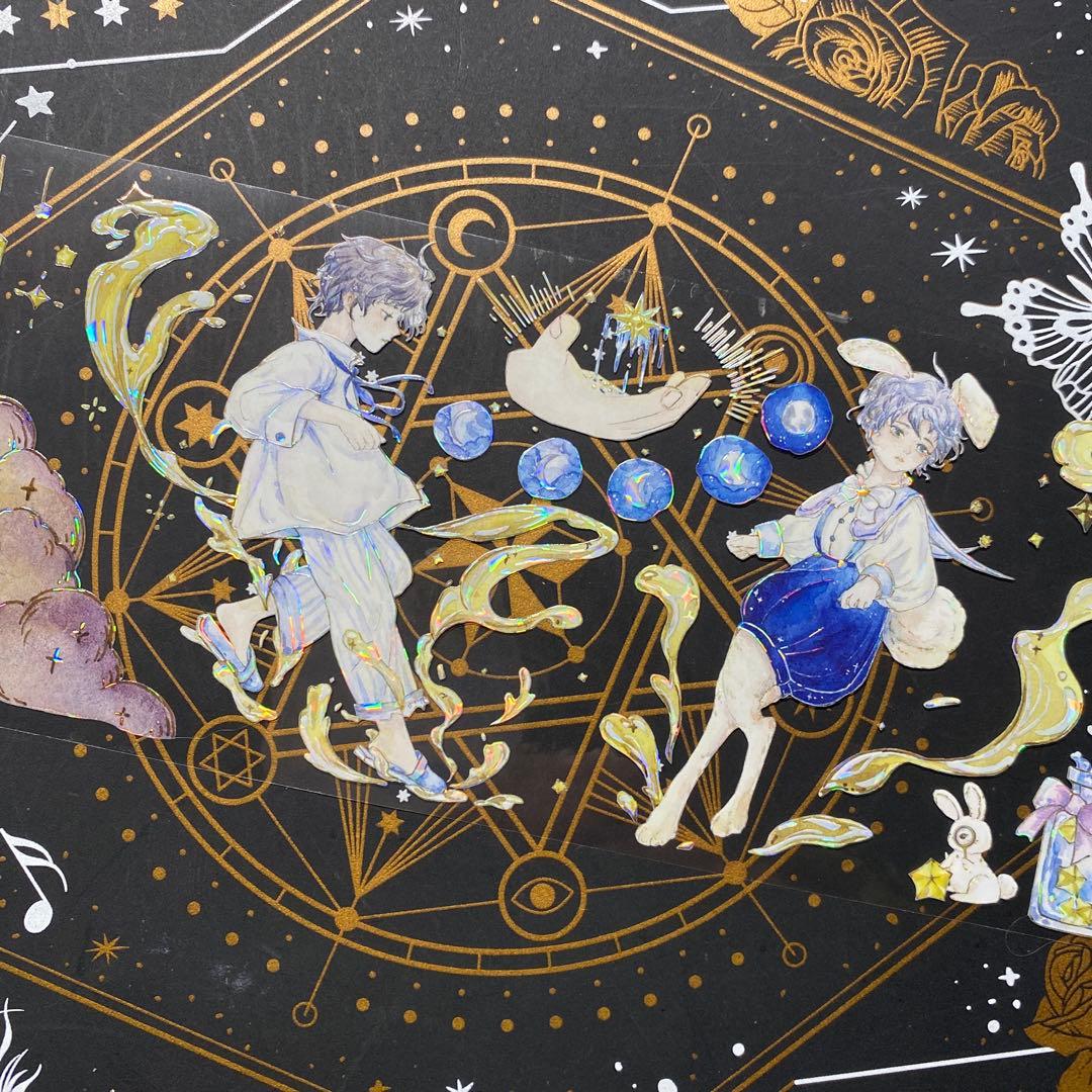 【9220】海外　マステ　中古巻　貝殻光マスキングテープ　人物系　星　夜　雲