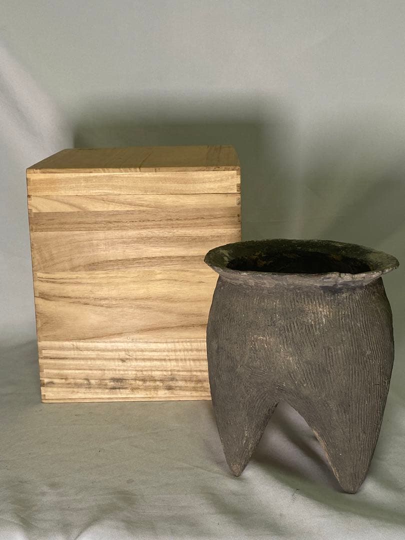 1855❣️ 中国　灰色土器　灰陶鬲