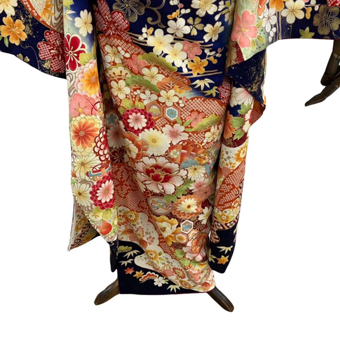 ≪早い者勝ち≫【お得品】 振袖セット 成人式 正絹 古典柄 青 S*32 ●