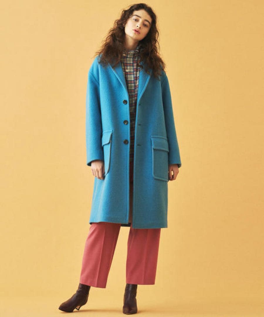 MACPHEE モヘヤメルトン チェスターコート ブルー トゥモローランド