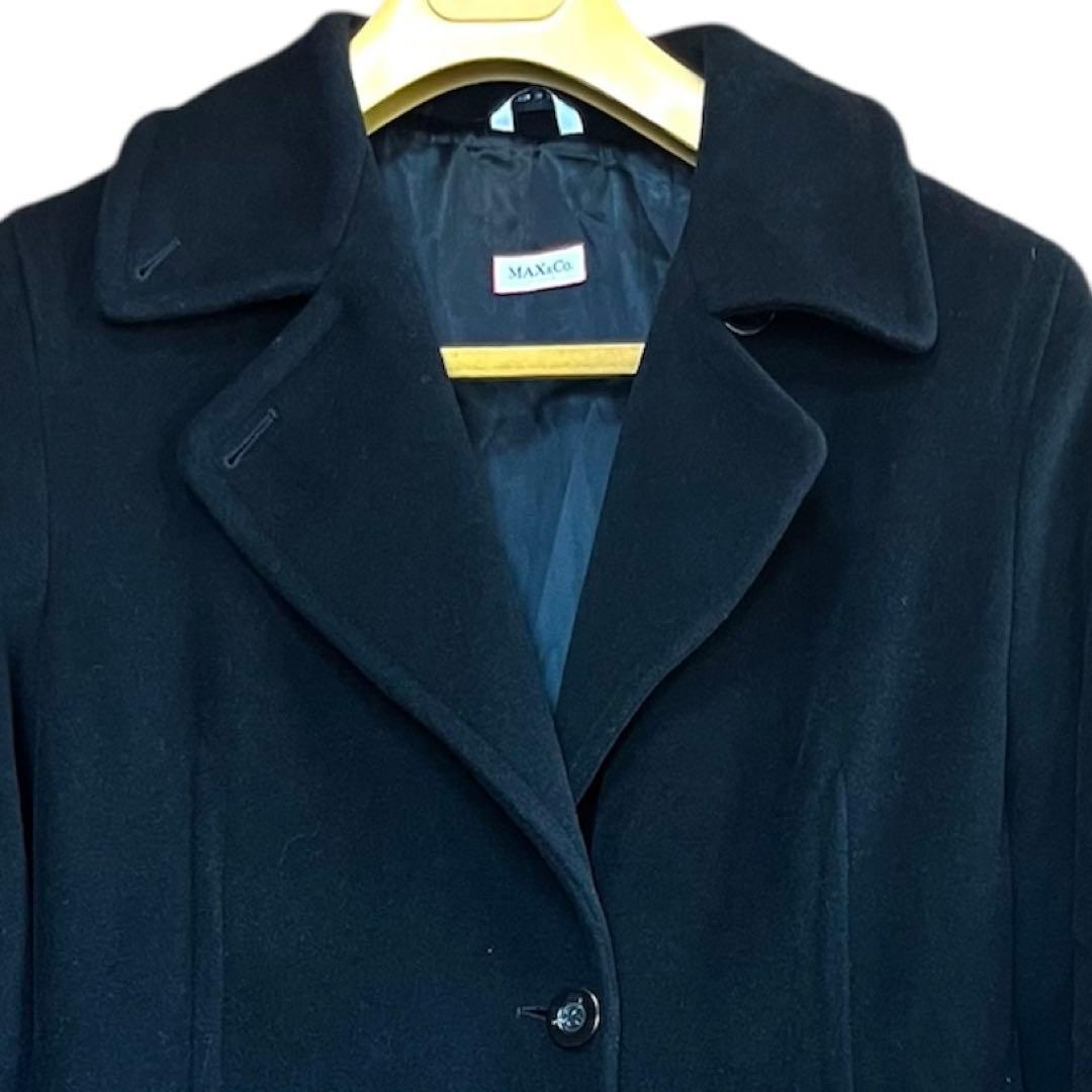 アンゴラ混 MAX&Co チェスターコート 黒 ロングコート 125cmマキシ丈