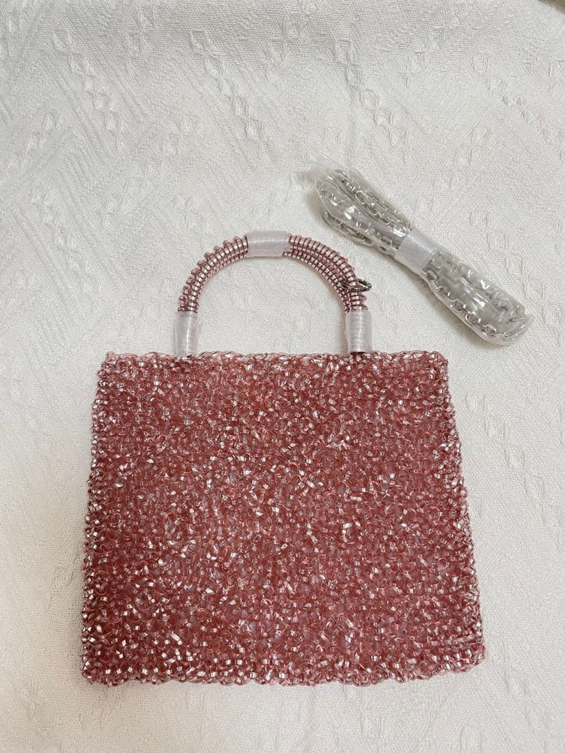 やーこ様の予約専用ページ　キラキラ　ビーズ　パーティーバッグ　ピンク