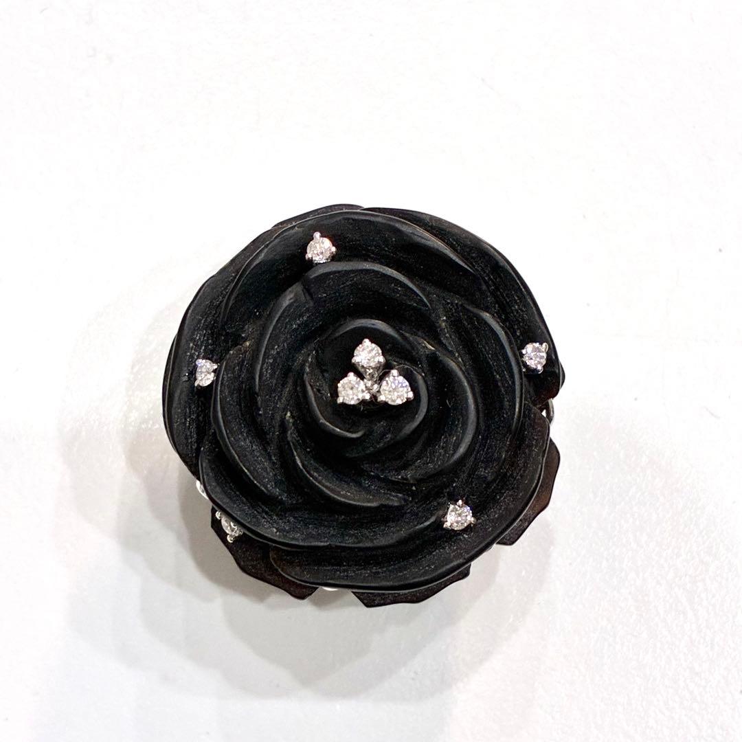 【美品】K18WG オニキス ペンダント　ブローチ2way