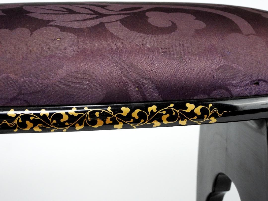 時代物 唐草金蒔絵 脇息 肘置 黒塗 木製