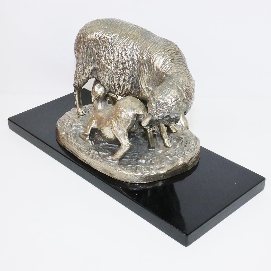 EMILE LIENARD エミール レナード　白銅製　羊　置物　栞　共箱